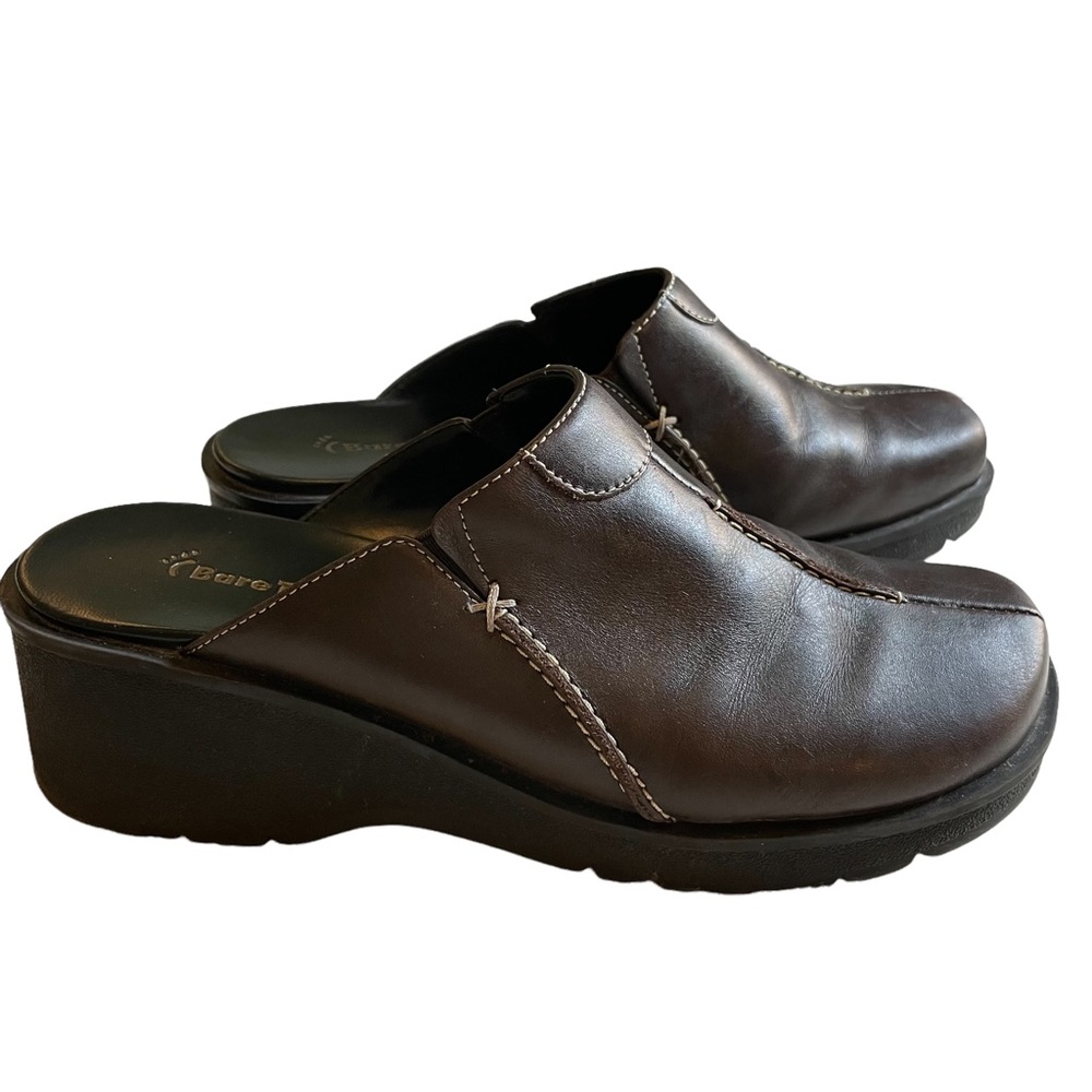BareTraps Brown Leather Slip-On Clog Mules